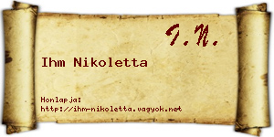 Ihm Nikoletta névjegykártya